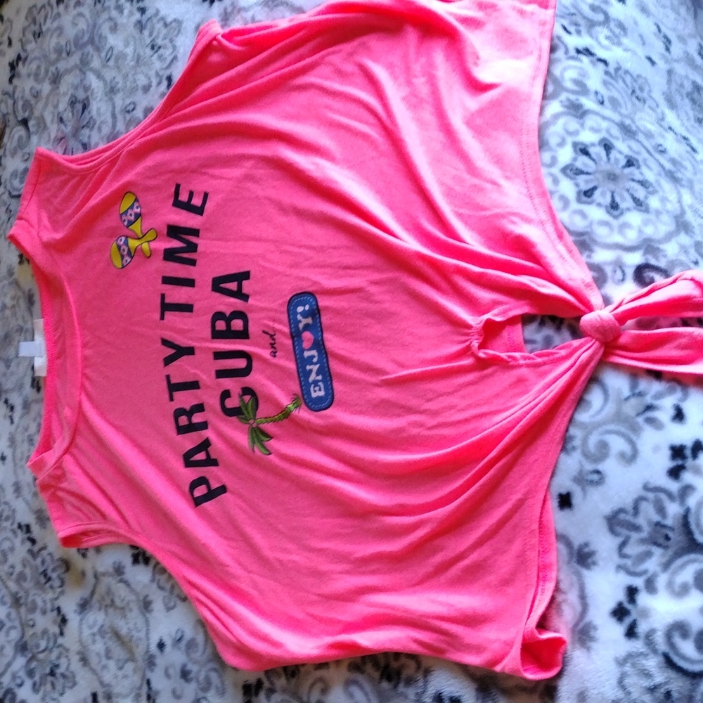 Persaya Neon Pink Front Tie Tank Like New Sz XL
